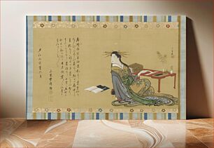 Πίνακας, A prostitute sitting beside a writing table, Kitao Masayoshi