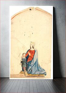 Πίνακας, A queen kneeling with her hand on her little son's shoulder by Dankvart Dreyer