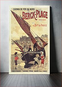 Πίνακας, A railway poster from the early 1900s Chemin de fer du Nord. Berck-plage by Louis Tauzin (1842-1915)