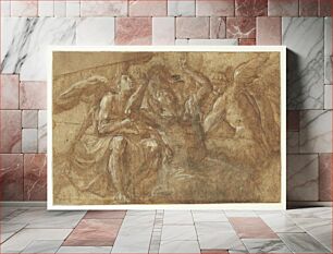 Πίνακας, A raptured man with outstretched hands surrounded by three angels by Camillo Procaccini