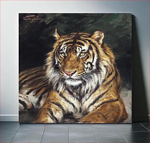 Πίνακας, A Reclining Tiger (1866-1919) oil painting by Geza Vastagh