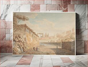 Πίνακας, A Road below the Villa d'Este at Tivoli by Jean Thomas Thibault