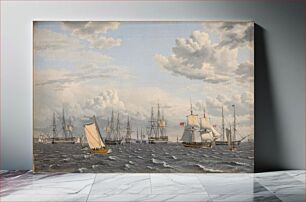 Πίνακας, A Russian Fleet at Anchor near Elsinore by C.W. Eckersberg