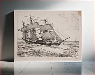 Πίνακας, A schooner of war by Emanuel Larsen