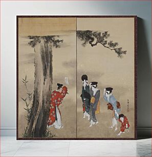 Πίνακας, A Shinto Priest, Three Women and a Child by Katsushika Hokusai