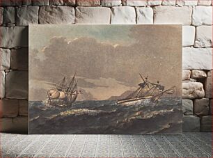 Πίνακας, A ship clearing the land, and a brig, which, drifting at anchor, was wrecked on a blind rock by C.W. Eckersberg