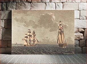 Πίνακας, A ship turning, and a gale with a side wind by C.W. Eckersberg