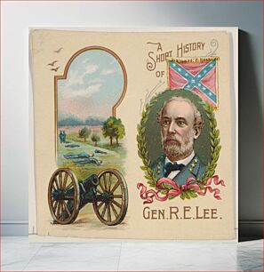 Πίνακας, A Short History of General Robert E. Lee, one-sheet of cover and verso from the Histories of Generals series of booklets (N78) for Duke brand cigarettes