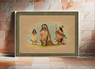 Πίνακας, A Sioux Chief, His Daughter, and a Warrior (1861-1869) by George Catlin