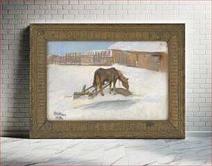 Πίνακας, A snowy yard with a pony, Helene Büttner