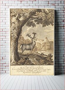 Πίνακας, A Stag beneath a Mighty Oak (1735) by Johann Elias Ridinger