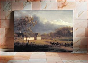 Πίνακας, A Storm Brewing behind a Farmhouse in Zealand by Jens Juel
