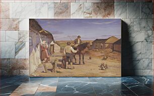 Πίνακας, A stranger asks for directions in the farmhouse on the heath by Hans Smidth