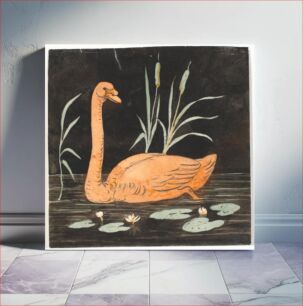 Πίνακας, A swan on a black background.Decorative draft. by P. C. Skovgaard