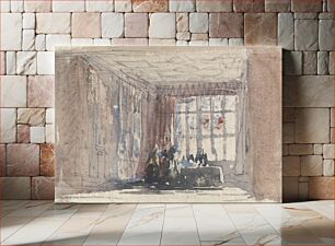 Πίνακας, A Tudor Room with Figures, Possibly Hardwick Hall or Haddon Hall by David Cox