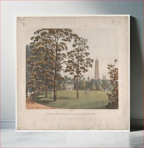 Πίνακας, A View in Kew Gardens of the Alhambra and the Pagoda by Heinrich Joseph Schütz