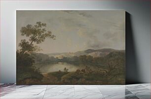 Πίνακας, A View of a Lake with Fishermen