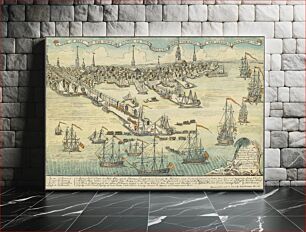 Πίνακας, A view of the Town of Boston in New England and British ships of war landing their troops, 1768