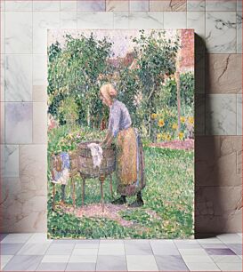 Πίνακας, A Washerwoman at Éragny (1893) by Camille Pissarro