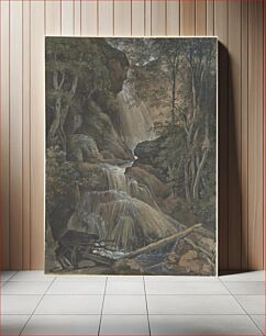 Πίνακας, A Waterfall in a Forest at Langhennersdorf