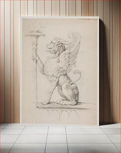 Πίνακας, A winged lion with a torch by Jacques François Joseph Saly