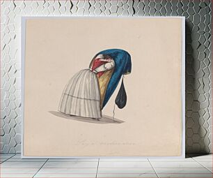 Πίνακας, A woman getting into her saya viewed from behind, from a group of drawings depicting Peruvian dress