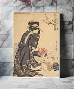 Πίνακας, A Woman Playing with a Young Boy by Utamaro Kitagawa (1754–1806)