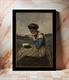 Πίνακας, A Woman Reading by Camille Corot