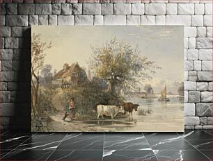 Πίνακας, A Woman Tending Cattle by a River