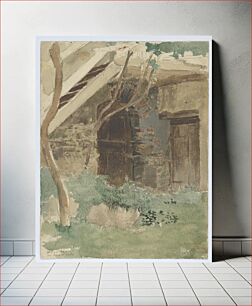 Πίνακας, A Wooden Door of a Farm Building near Merano by Franz Meyerheim