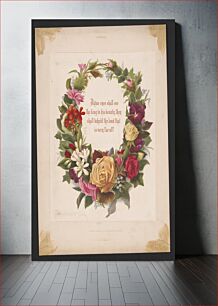 Πίνακας, A wreath of flowers encompassing a Biblical verse from Isaiah 33:17 (1874) by L. Prang & Co