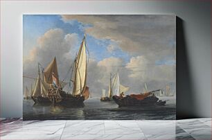 Πίνακας, A Yacht and Other Vessels in a Calm by Willem van de Velde the Younger
