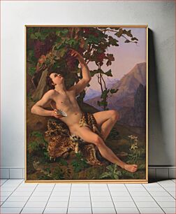 Πίνακας, A young faun picking grapes by Heinrich Eddelien