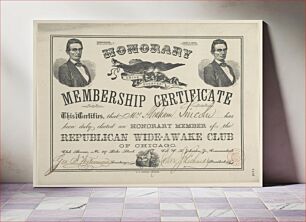 Πίνακας, Abraham Lincoln papers: Series 1. General Correspondence. 1833-1916: Chicago Wide-Awake Republican Club to Abraham Lincoln, Friday, June 01, 1860 (Certificate of membership)