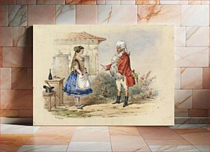 Πίνακας, Adina and Dr. Dulcamara, Scene from Donigetti's Elisir d'Amore