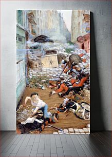 Πίνακας, Adolphe Willette's Newsboy collecting balls for the barricade (1857-1926)