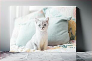 Πίνακας, Adorable Kitten on a Bed Αξιολάτρευτο γατάκι σε κρεβάτι