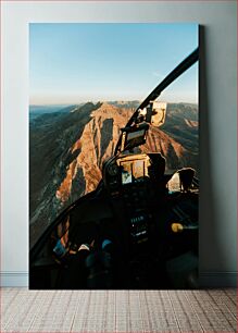 Πίνακας, Aerial Mountain View from Helicopter Cockpit Εναέρια θέα στο βουνό από το πιλοτήριο ελικοπτέρου