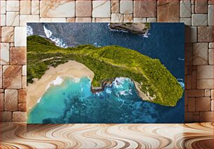 Πίνακας, Aerial View of a Coastal Cliff and Beach Εναέρια άποψη ενός παράκτιου βράχου και παραλίας