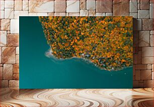 Πίνακας, Aerial View of a Forest by the Water Εναέρια άποψη ενός δάσους δίπλα στο νερό