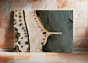 Πίνακας, Aerial View of Beach and Pier Αεροφωτογραφία της παραλίας και της προβλήτας