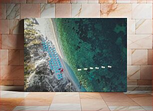 Πίνακας, Aerial View of Beach and Sea Αεροφωτογραφία της παραλίας και της θάλασσας