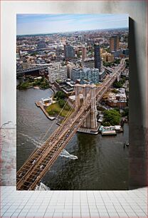 Πίνακας, Aerial View of Brooklyn Bridge Εναέρια άποψη της γέφυρας του Μπρούκλιν