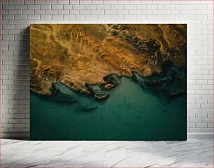 Πίνακας, Aerial View of Desert Meeting Water Αεροφωτογραφία του Desert Meeting Water