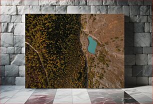 Πίνακας, Aerial View of Forest and Lake Εναέρια άποψη του δάσους και της λίμνης