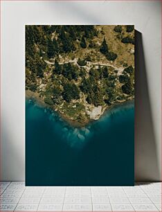 Πίνακας, Aerial View of Forest by a Lake Εναέρια άποψη του δάσους δίπλα σε μια λίμνη