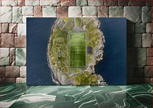 Πίνακας, Aerial View of Island Soccer Field Αεροφωτογραφία του γηπέδου ποδοσφαίρου του νησιού