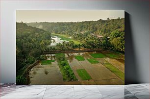 Πίνακας, Aerial View of Lush Green Farmland Εναέρια άποψη του καταπράσινου αγροκτήματος