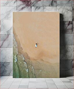 Πίνακας, Aerial View of Person on Beach Αεροφωτογραφία του ατόμου στην παραλία