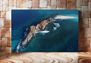 Πίνακας, Aerial View of Rocky Island with Clear Water Εναέρια άποψη του βραχώδους νησιού με καθαρά νερά